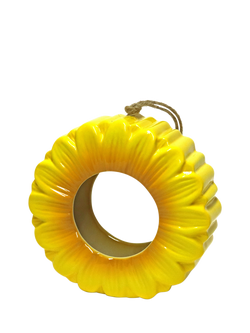 Wildlife World Hanging Ceramic Sunflower Bird Feeder, Yellow, Yellow