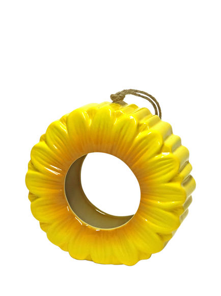 Wildlife World Hanging Ceramic Sunflower Bird Feeder, Yellow, Yellow