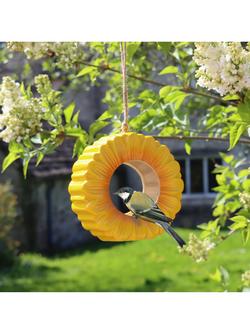 Wildlife World Hanging Ceramic Sunflower Bird Feeder, Yellow - view 2, Yellow