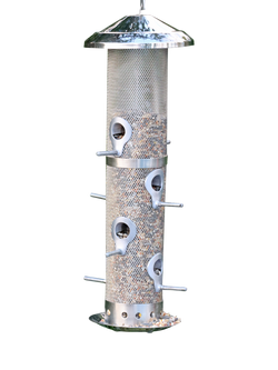 Wildlife World Stainless Steel Seed Bird Feeder, Silver