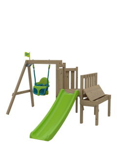 TP Toys Forest Toddler Wooden Quadpod Swing Set & Slide, FSC-Certified (Pine Wood)