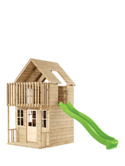 TP Toys Skye 2 Storey Wooden Playhouse with Wavy Slide, Multi