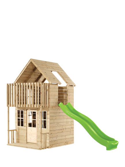 TP Toys Skye 2 Storey Wooden Playhouse with Wavy Slide, Multi