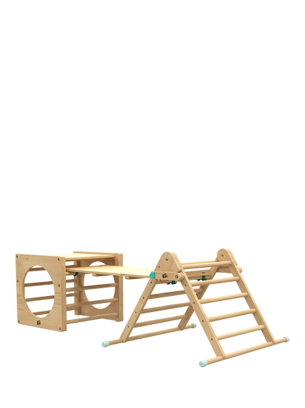 TP Toys Active Tots Wooden Climbing Triangle, Cube and Slide Set, Multi
