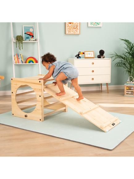 TP Toys Active Tots Wooden Climbing Cube with Bridge and Slide - view 2, Multi