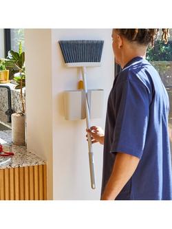 Joseph Joseph CleanTech Wall Mounted Broom, Stone - view 2, Stone