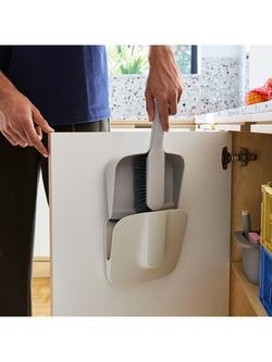 Joseph Joseph CleanTech Wall Mounted Dustpan & Brush, Stone - view 2, Stone