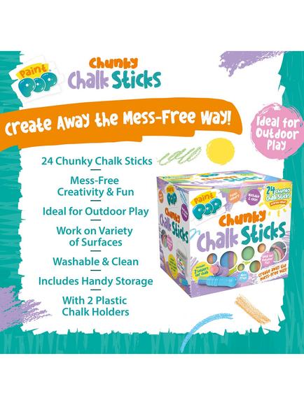 Paint Pop Chunky Chalk Sticks, Pack of 24 - view 2, Multi