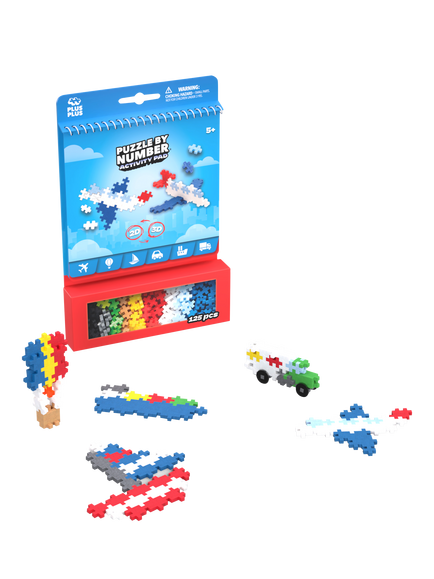 Plus-Plus Puzzle by Number Transportation Activity Pad, 125 Pieces, Multi