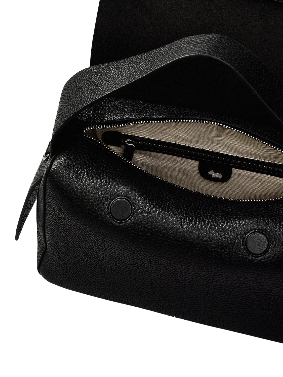 Product image 3 of 8, which shows Radley De Beauvoir Leather Medium Zip-Top Grab Bag, Black