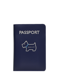 Radley Heritage Dog Outline Leather Passport Cover, Evenfall