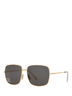 Celine CL000451 Women's Square Sunglasses, Gold/Grey, Gold/Grey