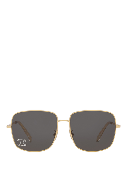 Celine CL000451 Women's Square Sunglasses, Gold/Grey - view 2, Gold/Grey