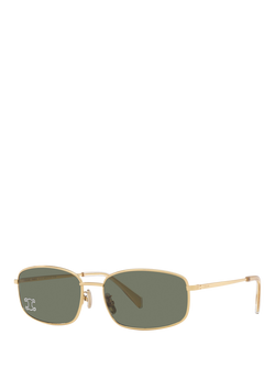 Celine CL000475 Women's Rectangular Sunglasses, Gold/Green
