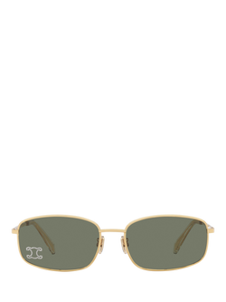 Celine CL000475 Women's Rectangular Sunglasses - view 2, Gold/Green