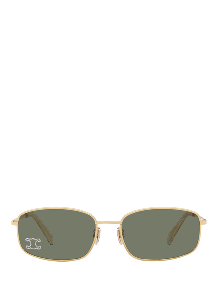 Celine CL000475 Women's Rectangular Sunglasses - view 2, Gold/Green