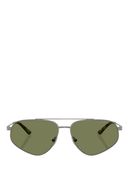 Emporio Armani EA2156 Men's Irregular Sunglasses, Matte Gunmetal - view 2, Matte Gunmetal