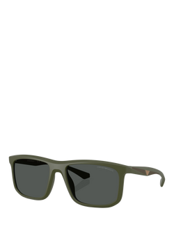 Emporio Armani EA4234U Men's Square Sunglasses, Matte Green, Matte Green
