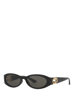 Gucci GC002278 Women's Oval Sunglasses, Black, Black