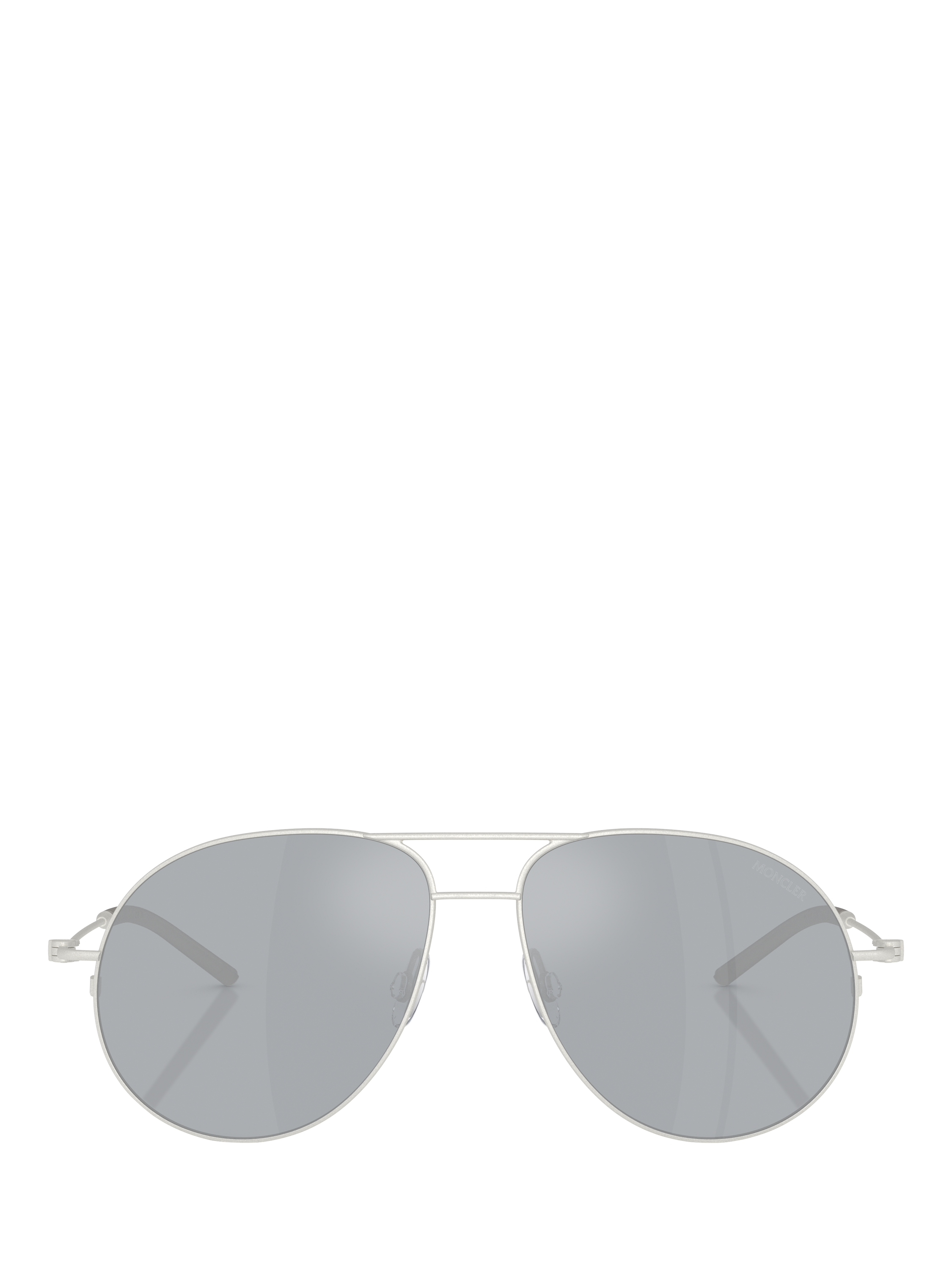 Product image 2 of 5, which shows Moncler ME4002 Unisex Aviator Sunglasses, Matte Silver/Mirror Grey