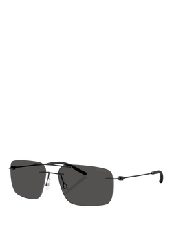 Moncler ME4003 Unisex Rectangular Sunglasses, Matte Black/Black, Matte Black/Black