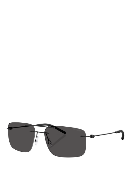 Moncler ME4003 Unisex Rectangular Sunglasses, Matte Black/Black, Matte Black/Black