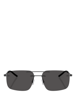 Moncler ME4003 Unisex Rectangular Sunglasses, Matte Black/Black - view 2, Matte Black/Black