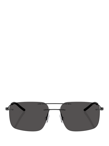 Moncler ME4003 Unisex Rectangular Sunglasses, Matte Black/Black - view 2, Matte Black/Black