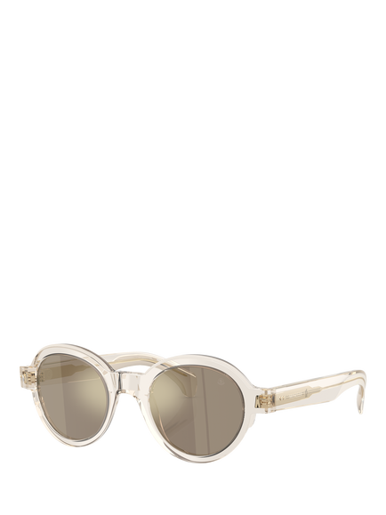 Moncler ME6003 Unisex Oval Sunglasses, Transparent Butter/Mirror Taupe