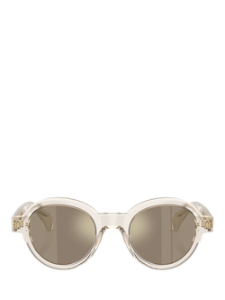 Moncler ME6003 Unisex Oval Sunglasses - view 2, Transparent Butter/Mirror Taupe