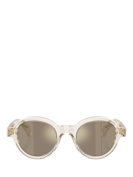 Moncler ME6003 Unisex Oval Sunglasses - view 2, Transparent Butter/Mirror Taupe