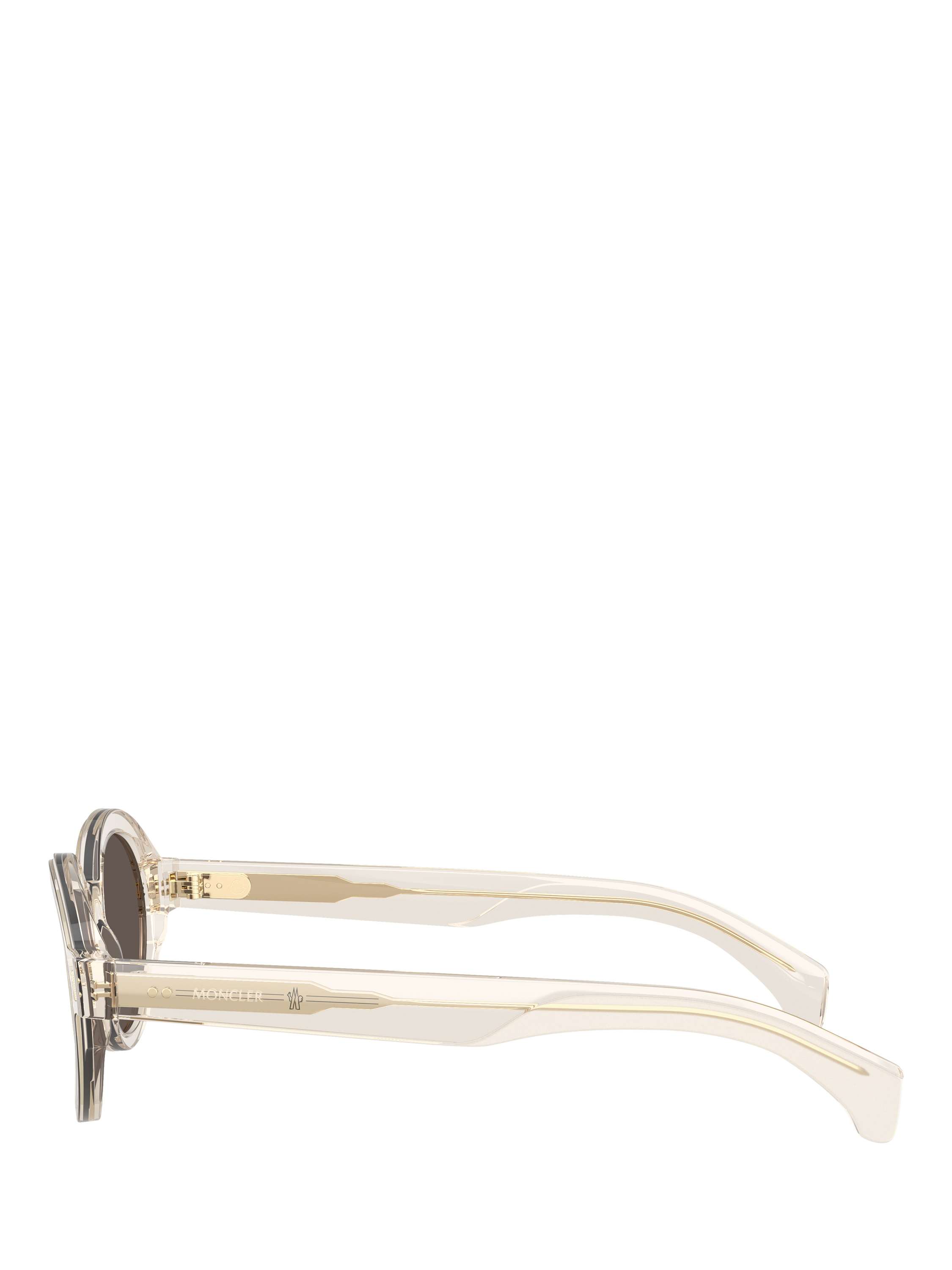 Product image 3 of 5, which shows Moncler ME6003 Unisex Oval Sunglasses, Transparent Butter/Mirror Taupe