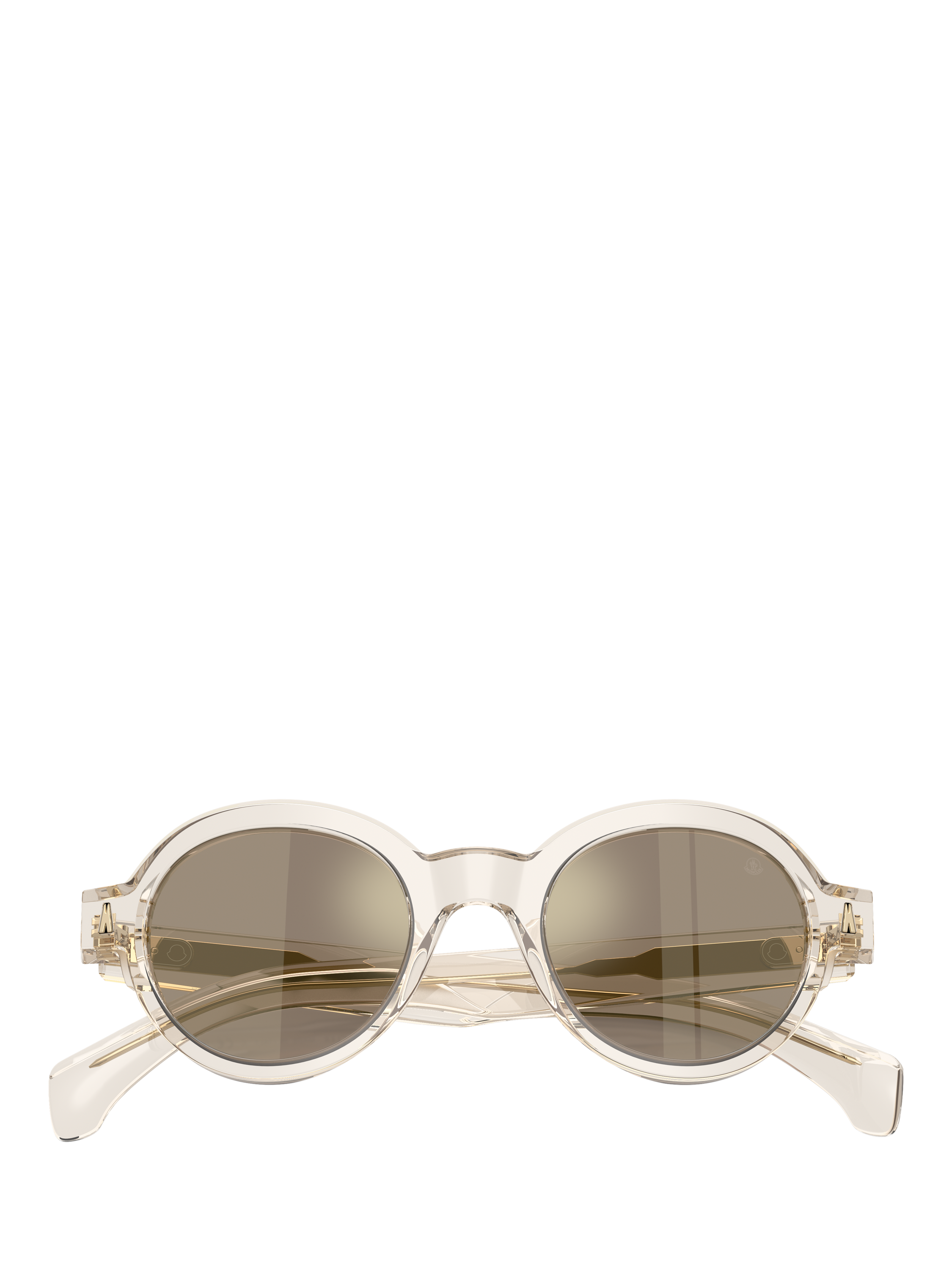 Product image 5 of 5, which shows Moncler ME6003 Unisex Oval Sunglasses, Transparent Butter/Mirror Taupe