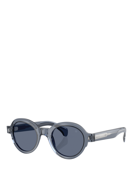 Moncler ME6003 Unisex Oval Sunglasses, Shiny Transparent Blue/Blue
