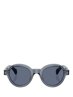 Moncler ME6003 Unisex Oval Sunglasses - view 2, Shiny Transparent Blue/Blue