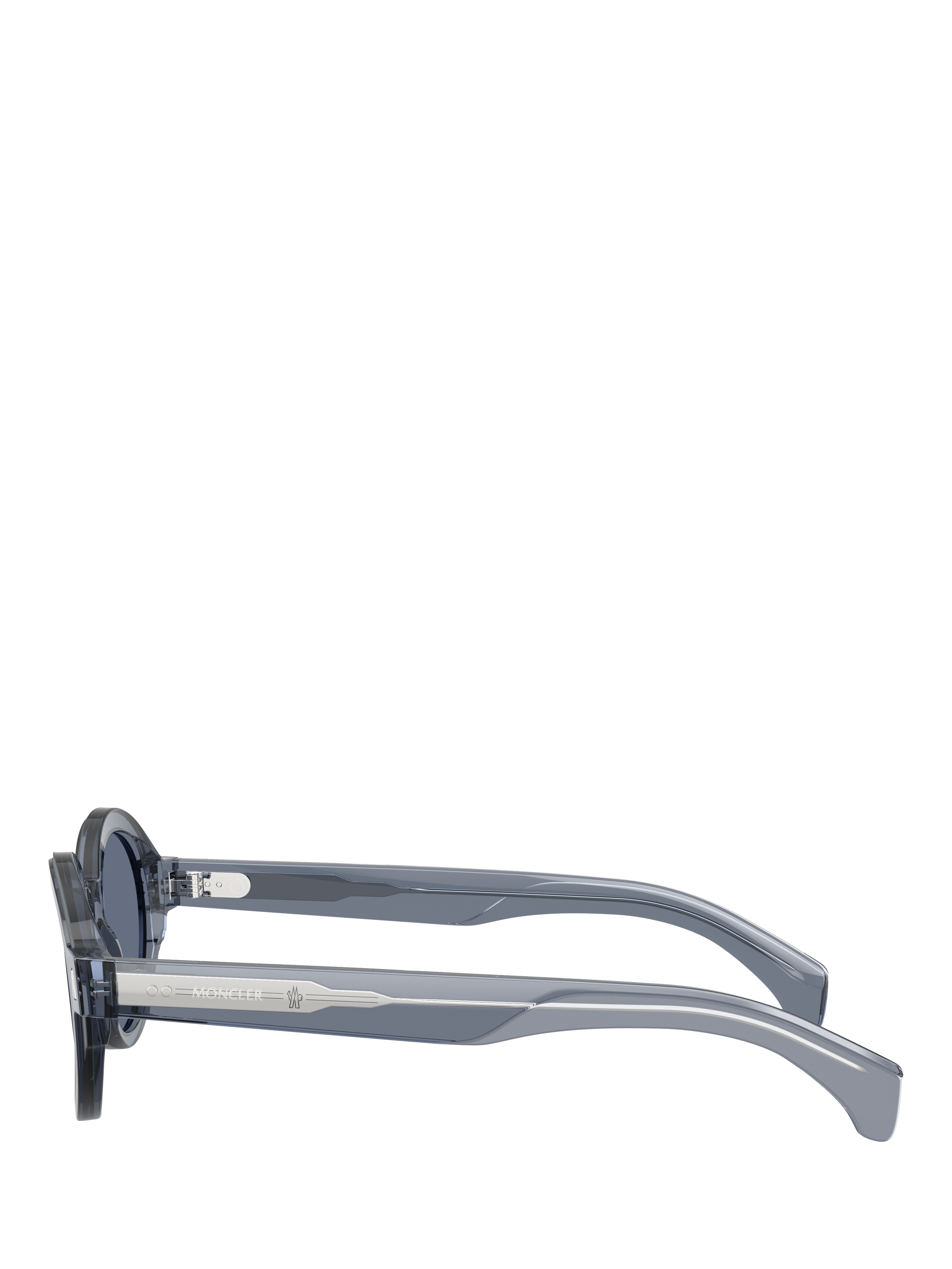 Product image 3 of 5, which shows Moncler ME6003 Unisex Oval Sunglasses, Shiny Transparent Blue/Blue