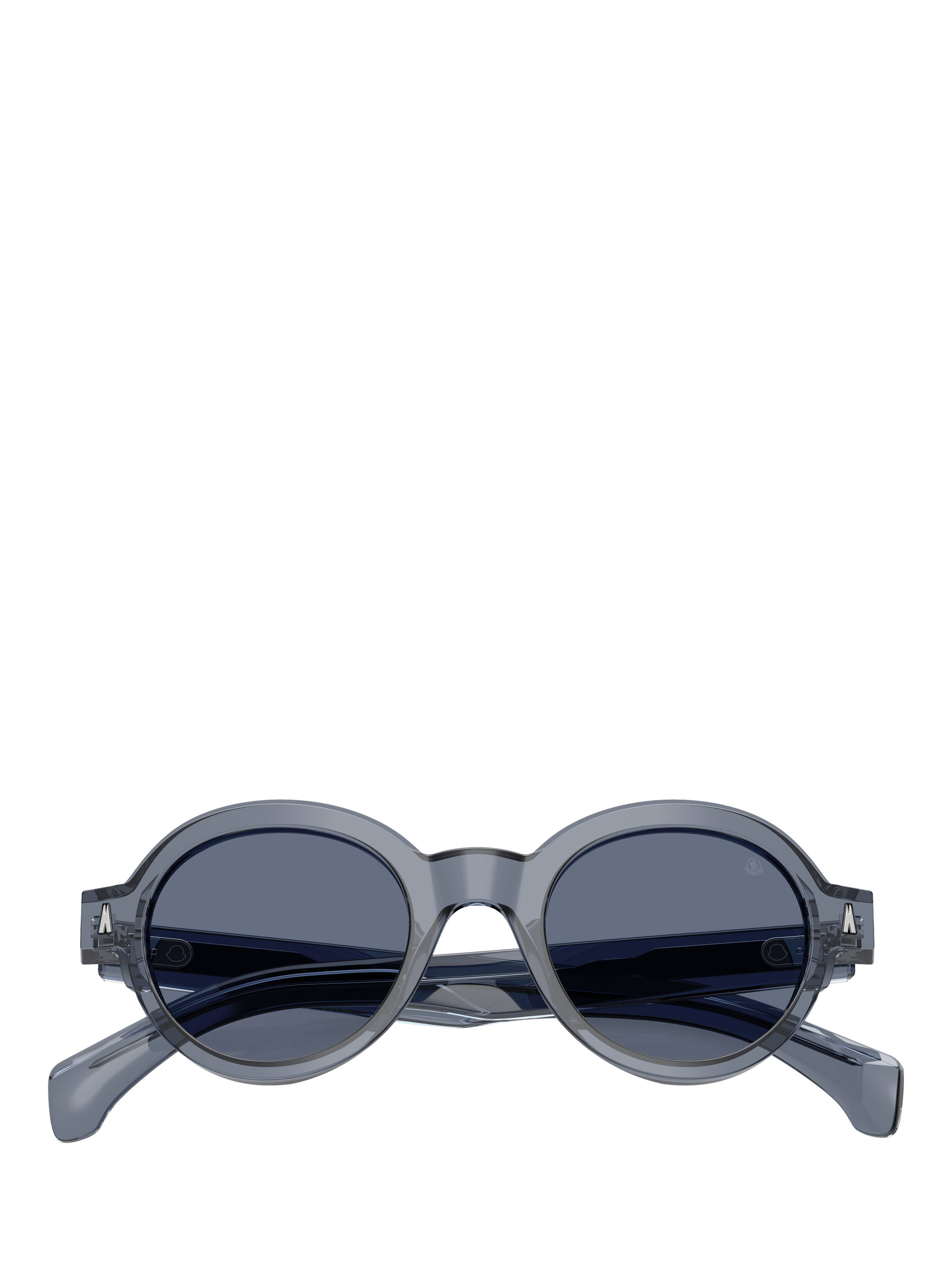 Product image 5 of 5, which shows Moncler ME6003 Unisex Oval Sunglasses, Shiny Transparent Blue/Blue