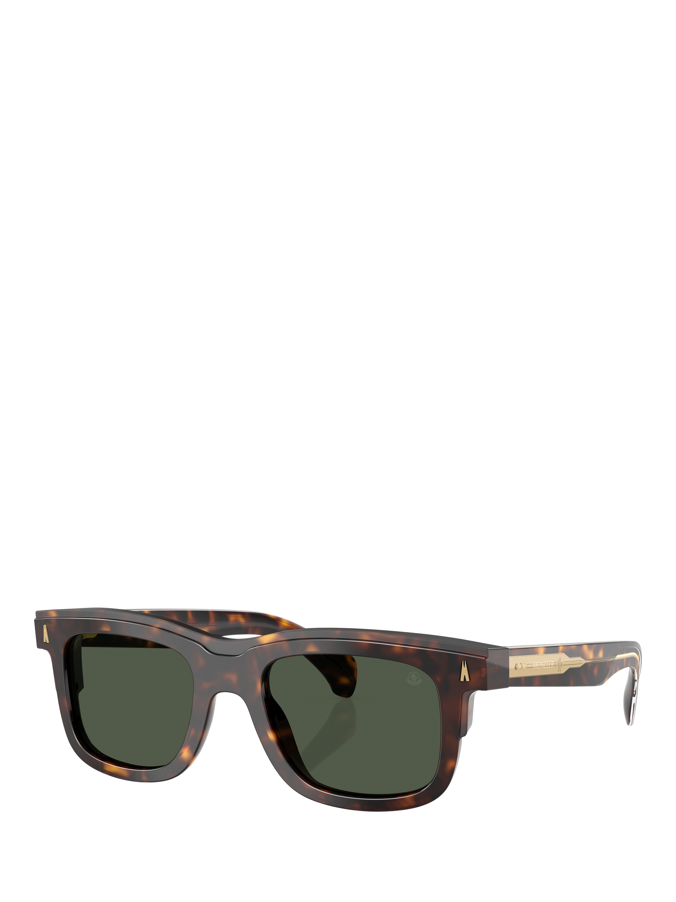 Product image 1 of 5, which shows Moncler ME6004 Unisex D-Frame Sunglasses, Brown Tortoise/Green