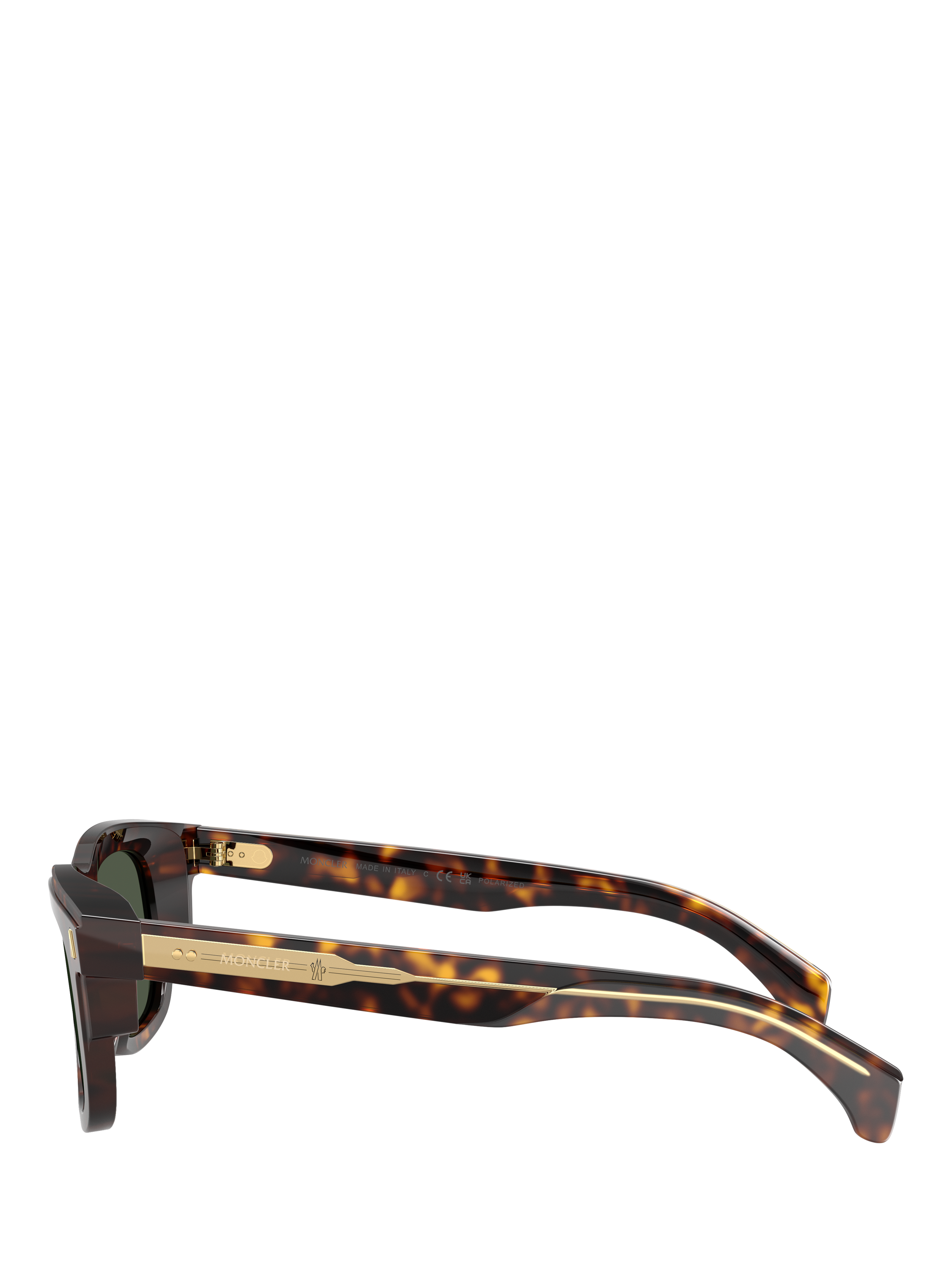 Product image 3 of 5, which shows Moncler ME6004 Unisex D-Frame Sunglasses, Brown Tortoise/Green