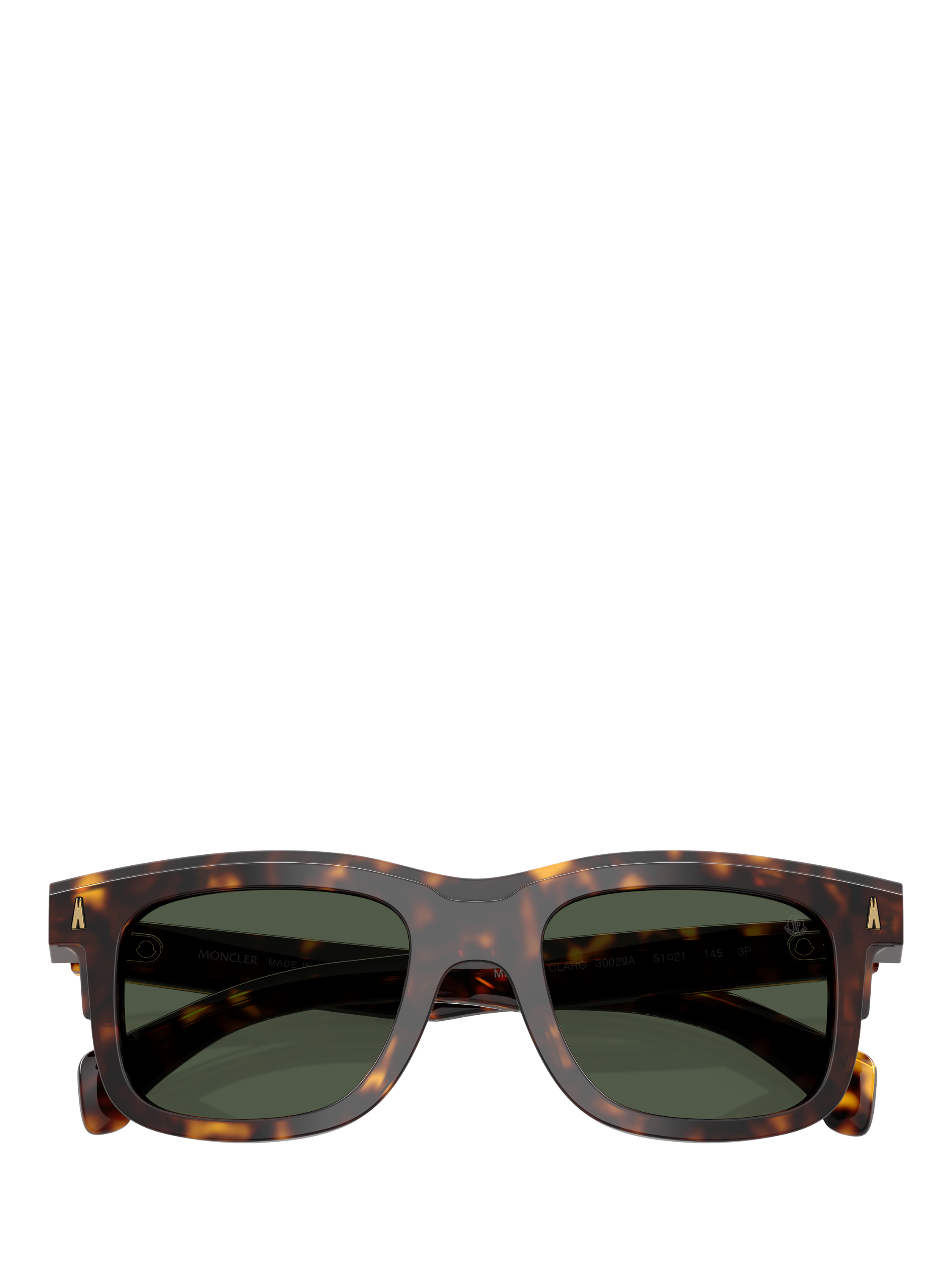 Product image 5 of 5, which shows Moncler ME6004 Unisex D-Frame Sunglasses, Brown Tortoise/Green