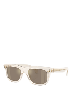 Moncler ME6004 Unisex D-Frame Sunglasses, Transparent Butter/Mirror Brown