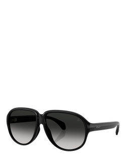 Moncler ME8001 Unisex Aviator Sunglasses, Shiny Black/Grey Gradienty, Shiny Black/Grey Gradient