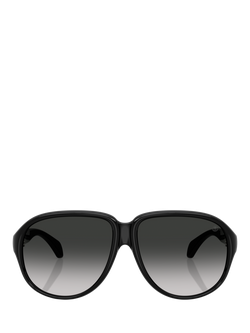 Moncler ME8001 Unisex Aviator Sunglasses, Shiny Black/Grey Gradienty - view 2, Shiny Black/Grey Gradient