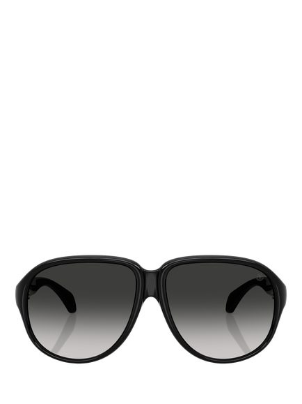 Moncler ME8001 Unisex Aviator Sunglasses, Shiny Black/Grey Gradienty - view 2, Shiny Black/Grey Gradient
