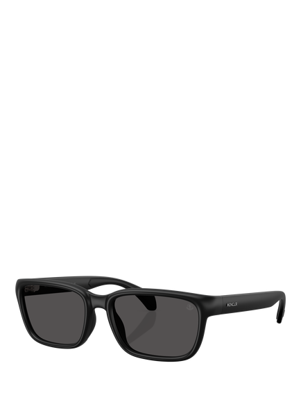 Moncler ME8002 Unisex Rectangular Sunglasses, Matte Black/Black, Matte Black/Black