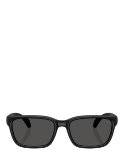 Moncler ME8002 Unisex Rectangular Sunglasses, Matte Black/Black - view 2, Matte Black/Black