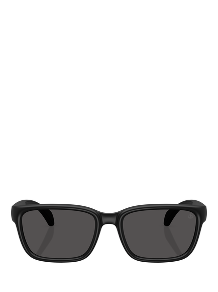 Moncler ME8002 Unisex Rectangular Sunglasses, Matte Black/Black - view 2, Matte Black/Black
