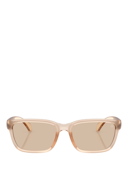 Moncler ME8002 Unisex Rectangular Sunglasses, Milky Pink/Blush - view 2, Milky Pink/Blush