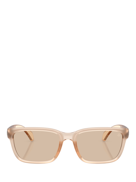 Moncler ME8002 Unisex Rectangular Sunglasses, Milky Pink/Blush - view 2, Milky Pink/Blush