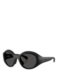 Moncler ME8005 Futuro Unisex Oval Sunglasses, Matte Black/Black
